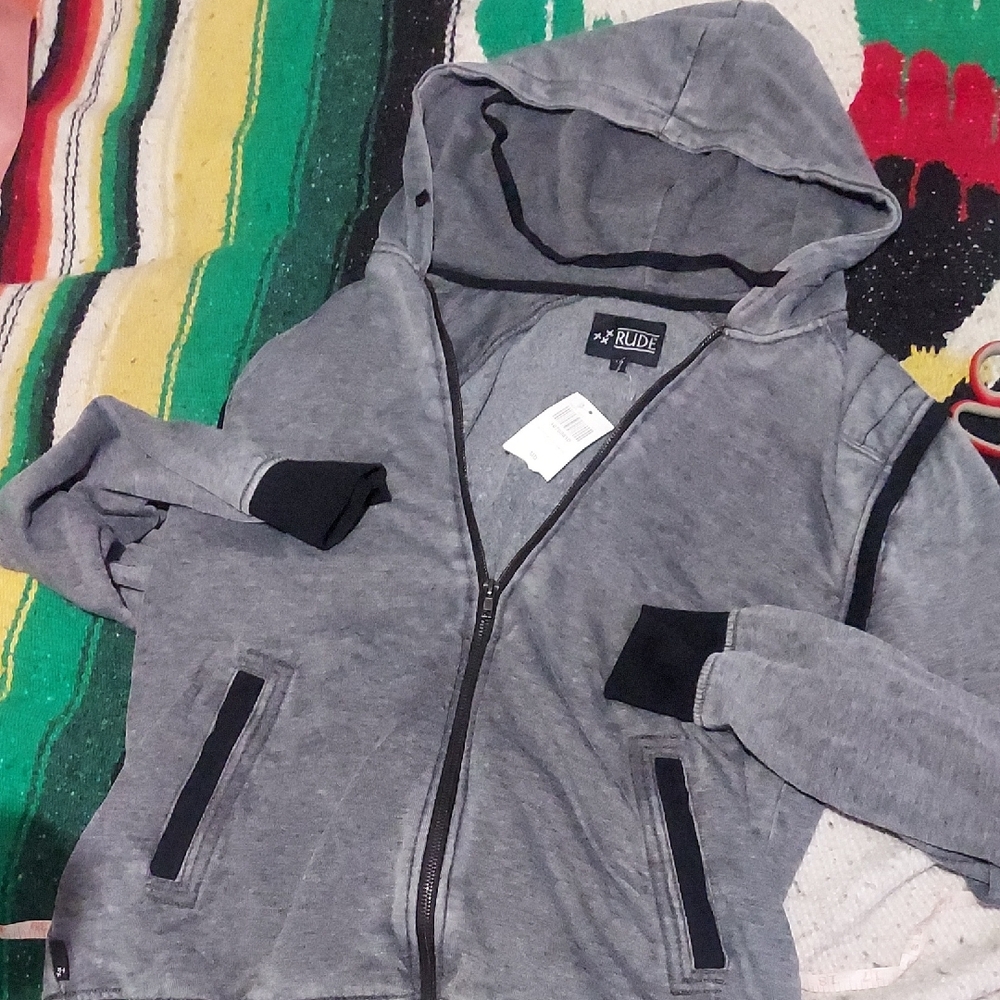 Trendy. Full Zip Hoodie. Nwt Grey Hoodie By Rude.